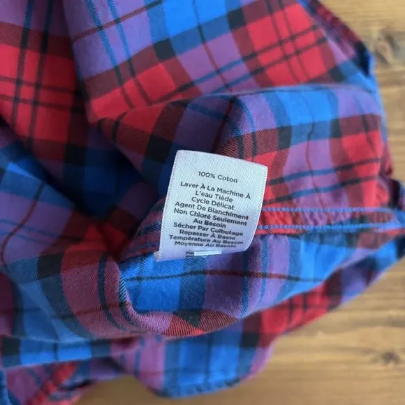 Talbots Shirt Women's Size XLP Red Blue Plaid Long Sleeve Button Up - Picture 6 of 6